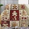 Vintage Christmas Flannel Throw Blanket, Soft Cozy Warm Polyester Digital Print with Gingerbread Man & Bauble Design. - 2 of 4
