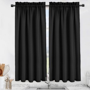 Waffle Weave Waterproof Small Curtain - Decorative Window Cover. Water-Resistant, Easy to Clean & Ideal for Kitchen, Bathroom, RV or Small Spaces - 1 of 4