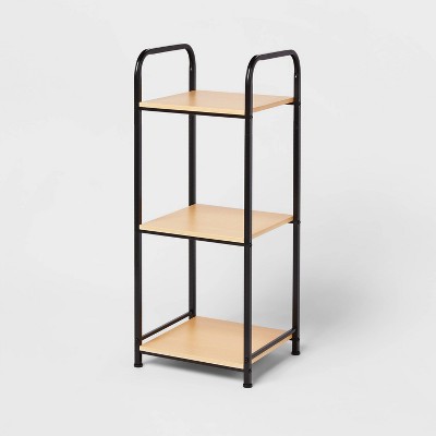 Corner Bathroom Organizer Storage Tower 3 or 2 Shelves Bamboo Black Metal -  On Sale - Bed Bath & Beyond - 18095751