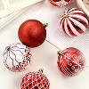 GAOMON 16ct 80mm Red and White Christmas Ball Ornaments Decor, Shatterproof Xmas Balls Hanging Tree Ornaments - 2 of 4