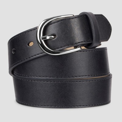 Women's Fashion Skinny Leather Jean Belt with Polished Buckle  - A New Day™ Black M