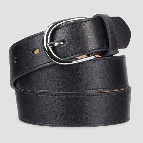 Women's Fashion Skinny Leather Jean Belt with Polished Buckle - A New Day™ - image 1 of 2