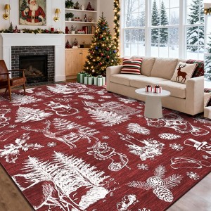 Christmas Area Rugs for Living Room Bedroom Christmas Themed Festival Winter Decorations Rugs Soft Foldable Accent Rug - 1 of 4