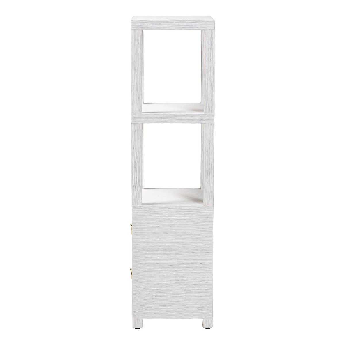 bali & pari Xavier Grasscloth Tall Storage Cabinet White/Gold - thumbnail 4