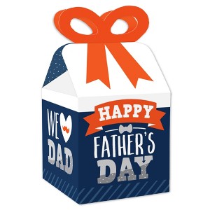 Big Dot of Happiness Happy Father's Day - Square Favor Gift Boxes - We Love Dad Party Bow Boxes - 12 Ct - 1 of 4