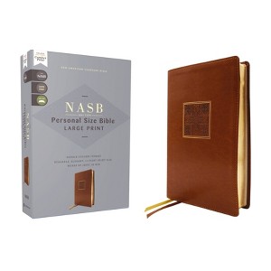 Nasb, Personal Size Bible, Large Print, Leathersoft, Brown, Red Letter, 1995 Text, Comfort Print - by  Zondervan (Leather Bound) - 1 of 1