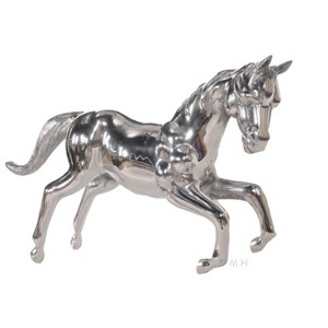 Large Horse Statue 19" H – Hand-Cast Aluminum – Nickel Finish Decor Piece By Old Modern Handicrafts - 1 of 4