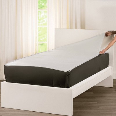 Twin Black Metal Frame Upholstered Platform Bed with Microfiber