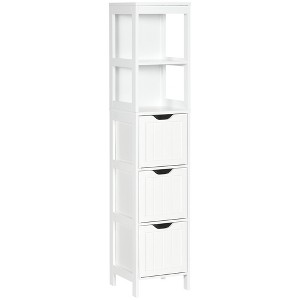 kleankin Tall Bathroom Cabinet, Slim Bathroom Storage Cabinet, Narrow Floor Cabinet with 3 Drawers and 2 Open Shelves, Linen Tower for Small Space - 1 of 4