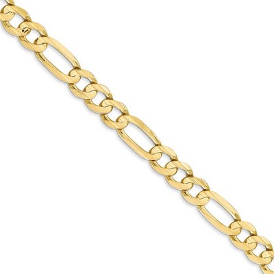 Black Bow Jewelry Men's 6mm, 10k Yellow Gold, Concave Figaro Chain Necklace