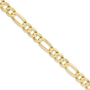 Black Bow Jewelry Men's 6mm, 10k Yellow Gold, Concave Figaro Chain Necklace - 1 of 4