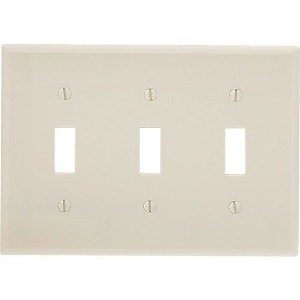 Leviton 3-Gang Plastic Toggle Switch Wall Plate, Light Almond - 1 of 1