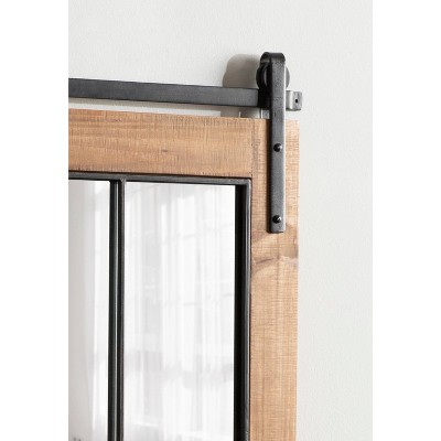 Cates Rustic Brown Solid Wood 44" Farmhouse Windowpane Wall Mirror