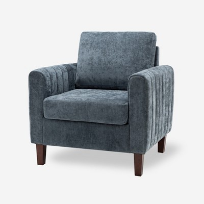 Deionides Tufted Wooden Upholstered  Comfy Club Chair for Bedroom and Living Room with Wood Legs | ARTFUL LIVING DESIGN