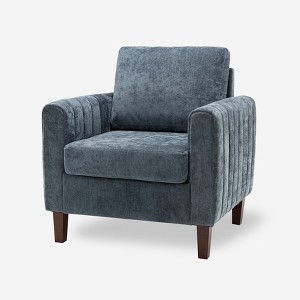Deionides Tufted Wooden Upholstered  Comfy Club Chair for Bedroom and Living Room with Wood Legs | ARTFUL LIVING DESIGN - 1 of 4