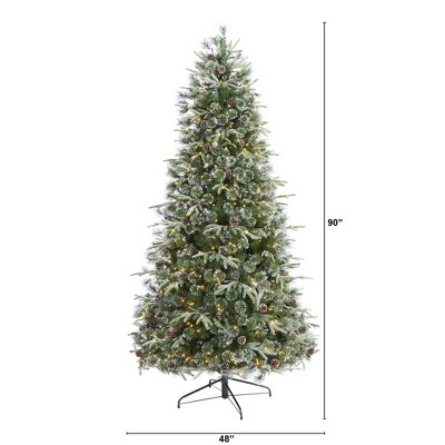 7.5-Foot Snow-Tipped Pine Artificial Christmas Tree with LED Lights