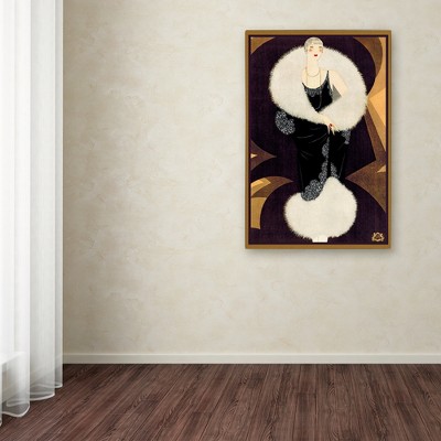 Vintage Art Deco Woman in Black Dress Canvas Print
