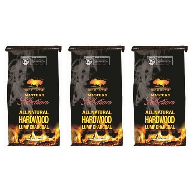 Best of the West Masters Selection 20 Pound Bag All Natural Hardwood Lump Charcoal for Grilling, Smoking, and Outdoor Cooking (3 Pack)