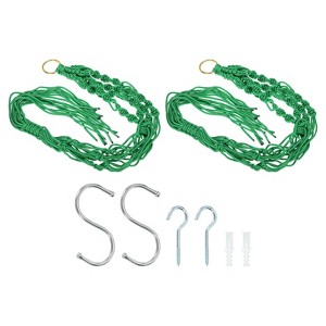 Unique Bargains Indoor Outdoor Decoration Handmade Macrame Hanging Planter Flower Pot Hanger 2 Pcs - 1 of 4