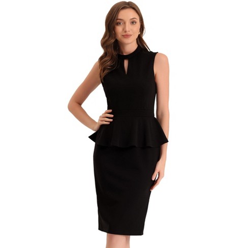 Black Dress LOGO ELASTIC MOCK NECK DRESS Calvin Klein, Women Dresses