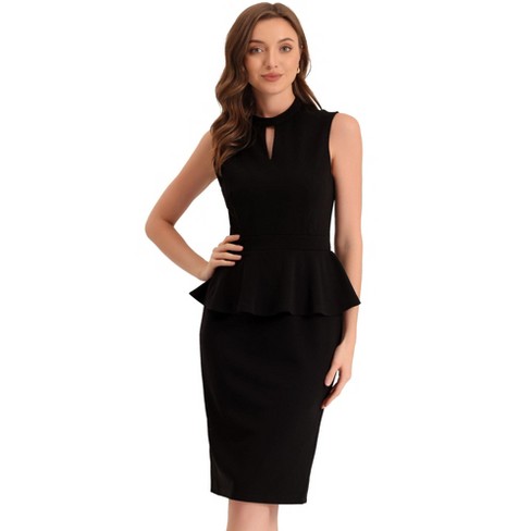 Allegra K Women's Crew Neck Short Sleeve Business Elegant Office Peplum  Sheath Dresses : Target