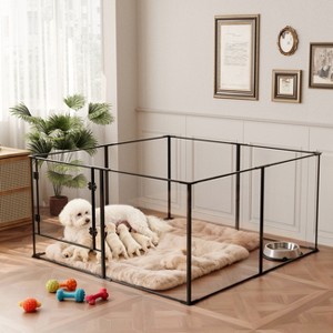 BingoPaw 8 Panels Super Clear Acrylic Pet Puppy Playpen Whelping Pen Box Exercise Fence with Aluminum Frame for Cats, Puppies, Rabbits, Guinea Pigs - 1 of 4