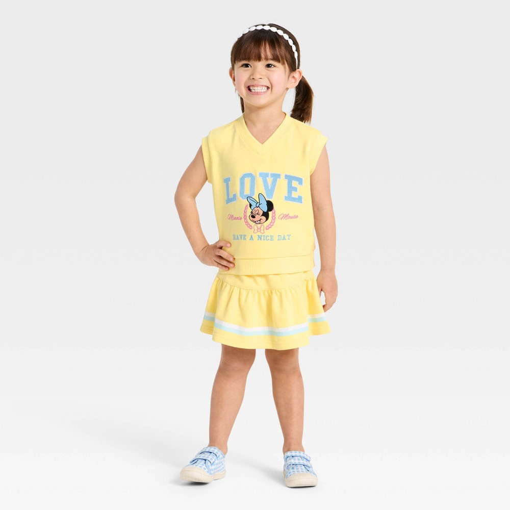 Toddler Girls' 2pc Disney Minnie Mouse Tennis Top & Skort Set - Yellow 12M