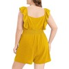 Women's Plus Size Swiss Dot Rompers Summer Sleeveless Short Jumpsuits with Pockets - 4 of 4