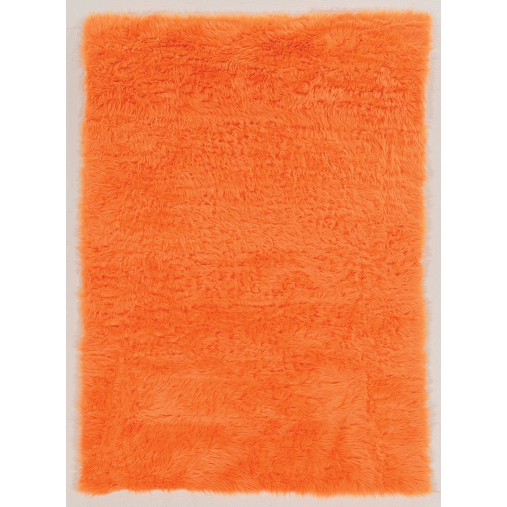 5'x7' Faux Sheepskin Area Rug Orange - Linon