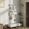Wall Mounted Floating Vanity with Mirror and Storage Drawers Hooks and Pockets Space Saving Organizer for Entryway Bathroom or Bedroom-LAOTIES - 2 of 4