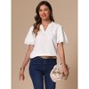 INSPIRE CHIC Women's V Neck Ruffle Short Sleeve Dressy Casual Top - 4 of 4