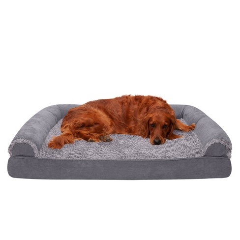 Furhaven Two-tone Faux Fur & Suede Memory Foam Sofa Dog Bed : Target