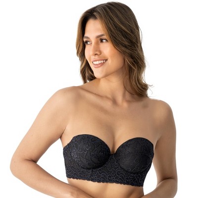 LeSensuel Laced Balconette Push-Up Strapless Bra Wide Underbust Band Womens Bras -
