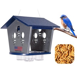 JCS Wildlife Ultimate Enclosed Bluebird Feeder- Keeps Starlings and Bully Birds Out - Holds 2 Cups Dried Mealworms - 1 of 4