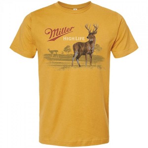 Mens Miller High Life Wildlife Deer Yellow Colorway T-Shirt - 1 of 2