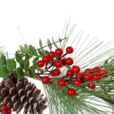 Festive 5' Green and Red Artificial Pine Cone Christmas Garland