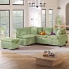 CIPACHO 82.67"Convertible Sofa Bed Sectional Sofa Sleeper L-shaped Sofa with a Storage Ottoman,Two Pillows, Two Power Sockets,Green - 3 of 4
