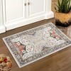 Boho Washable Rug Soft Oriental Printed Distressed Rug Vintage Floral Throw Carpet - 3 of 4