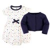 Touched by Nature Baby and Toddler Girl Organic Cotton Dress and Cardigan 2pc Set, Colorful Dot, 5 Toddler - 2 of 4
