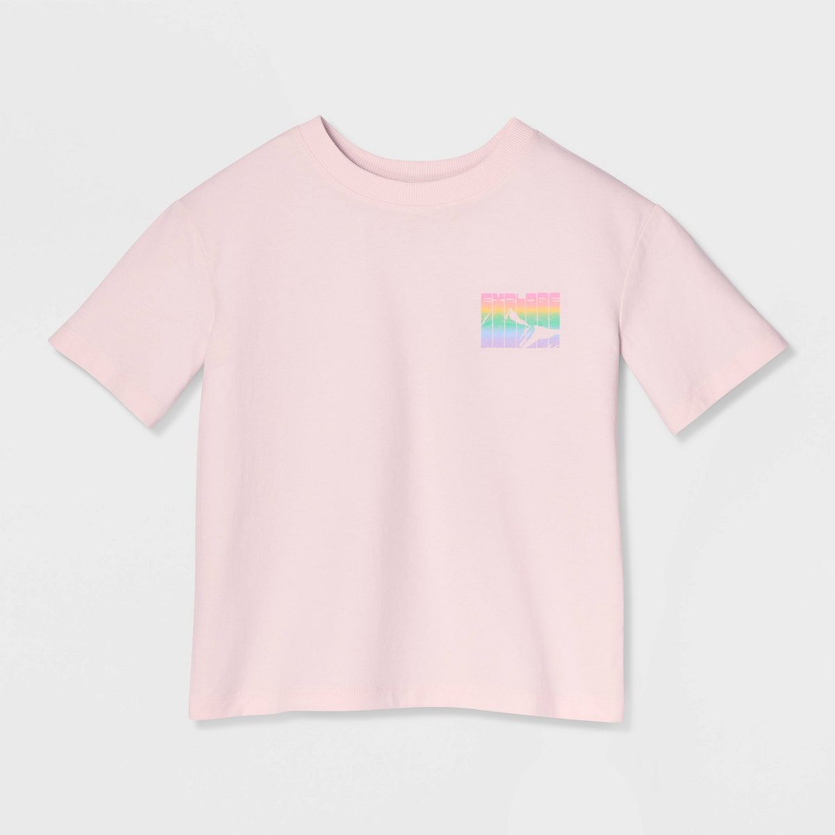 Girls' Short Sleeve Relaxed Fit 'Explore' Graphic T-Shirt - Cat & Jack™ Soft Pink - thumbnail 2