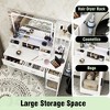 Kumasinova Makeup Vanity Desk with LED Mirror&Power Outlets,5-Drawer White Vanity Table with Storage Shelves,Dressing Table with Stool for Bedroom - 3 of 4