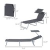 PAGED Adjustable Folding Chaise Lounge Beach Chairs for Adults with Sun Shade for Yard, Beach, Hiking, Picnics, Balcony, Gray - 3 of 4