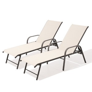 Pellebant Outdoor Lounger Aluminum Adjustable Chaise Lounge Chairs with Arms (Set of 2) - 1 of 4