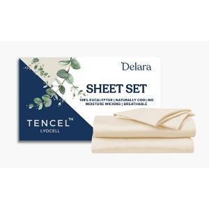 Delara 100% Eucalyptus Lyocell Tencel Sheet Set, Naturally Cooling, Soft, Silky, Temperature Balancing, Smooth & Breathable - 1 of 4