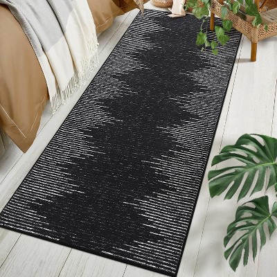 Living Room Rug Washable Bedroom Rugs Neutral Area Rug for Nursery Geometric Striped Carpet Non Slip Stain Resistant Farmhouse Floor Cover White Rug