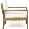 Outdoor Club Chair in Cream Acacia Wood with Water-Resistant Cushions, Slatted Back and Wire Brush Finish for Porch or Garden Use-Cuddlewood - 2 of 4