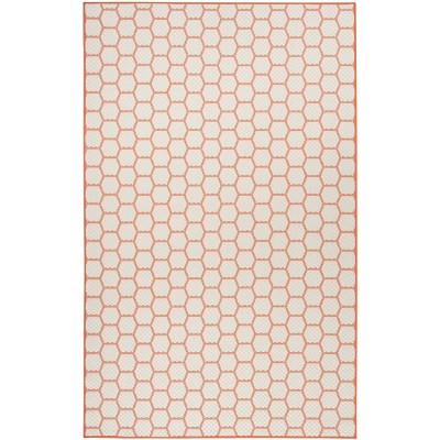 Coral Geometric Reversible Flat Woven 5' x 7' Rug