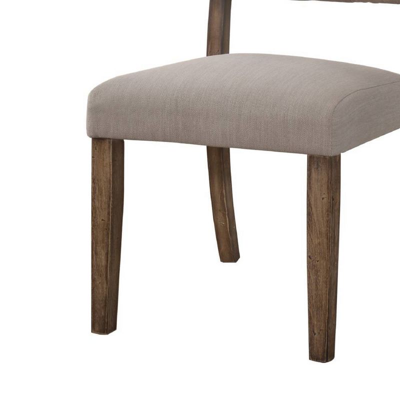 Set 2 19&#34; Bernard Dining Chairs Linen/Weathered Oak - Acme Furniture, 3 of 8