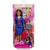 Barbie Flight Attendant Brunette Fashion Doll in Removable Blue Uniform, Includes Rolling Luggage Suitcase, Headphones, and Passport Accessories - 2 of 4