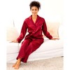 Alexander Del Rossa Women's Classic Satin Pajamas Lounge Set, Long Sleeve Top and Pants with Pockets, Silk like PJs with Matching Sleep Mask - image 4 of 4